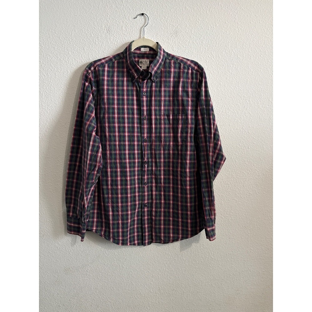 J.Crew Button Up Shirt Medium Blue Plaid Tailored Fit Cotton Casual Long Sleeve